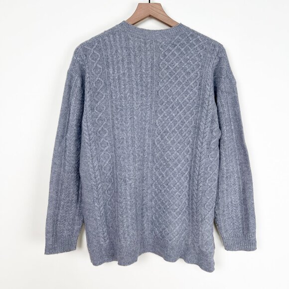 100% Cashmere Cable Knit Sweater Relaxed Oversized Fit Preppy Fall Christmas - Picture 6 of 7